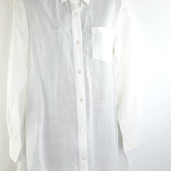 Large Bohemian Long Sleeve Button Up 100% Cotton / Linen Summer Tunic Blouse - Picture 10 of 12